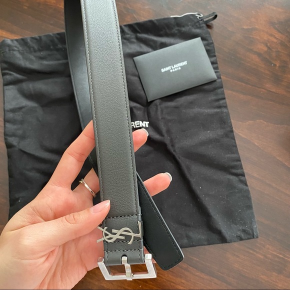 Yves Saint Laurent Accessories - YSL 65cm length grey belt